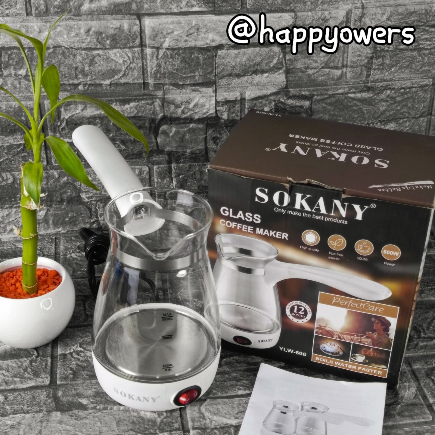 CAFETERA SOKANY YLW - EN VIDRIO