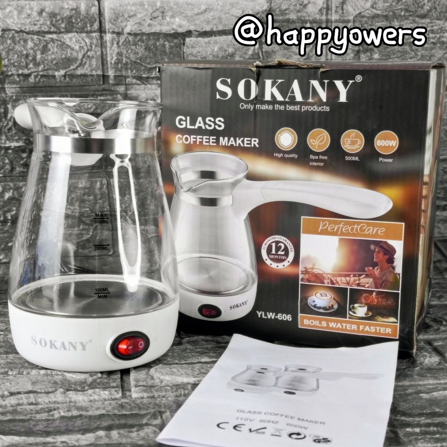 CAFETERA SOKANY YLW - EN VIDRIO