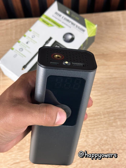 NFLADOR PORTATIL DE LLANTAS MULTIFUNCIONAL | COMPRESOR INTELIGENTE CON PANTALLA Y POWER BANK