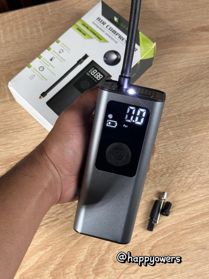 NFLADOR PORTATIL DE LLANTAS MULTIFUNCIONAL | COMPRESOR INTELIGENTE CON PANTALLA Y POWER BANK