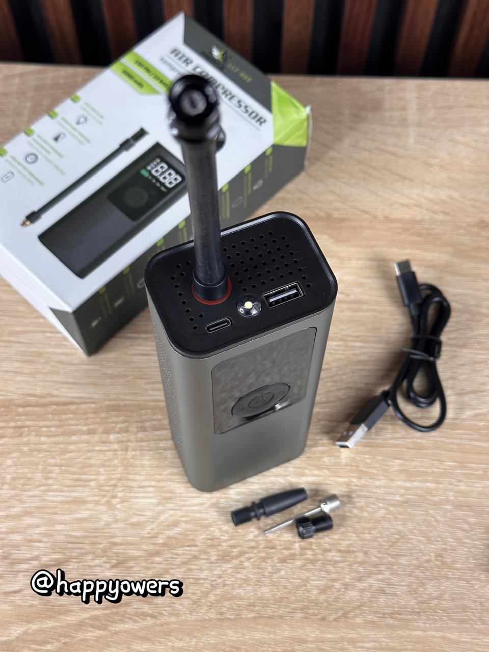 NFLADOR PORTATIL DE LLANTAS MULTIFUNCIONAL | COMPRESOR INTELIGENTE CON PANTALLA Y POWER BANK