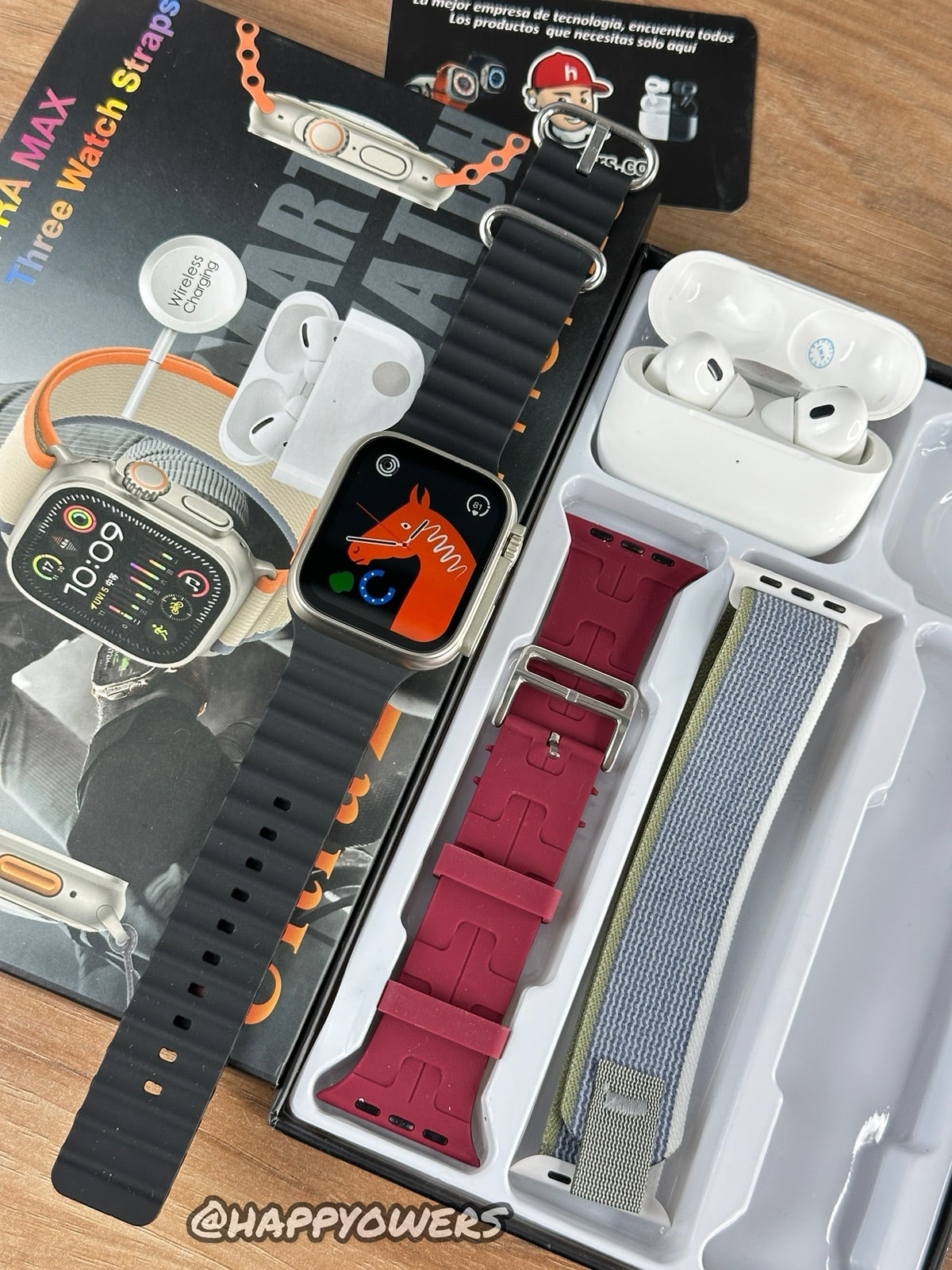 COMBO ULTRA MAX - SMARTWATCH + AURICULARES + 3 CORREAS + ENVÍO GRATIS