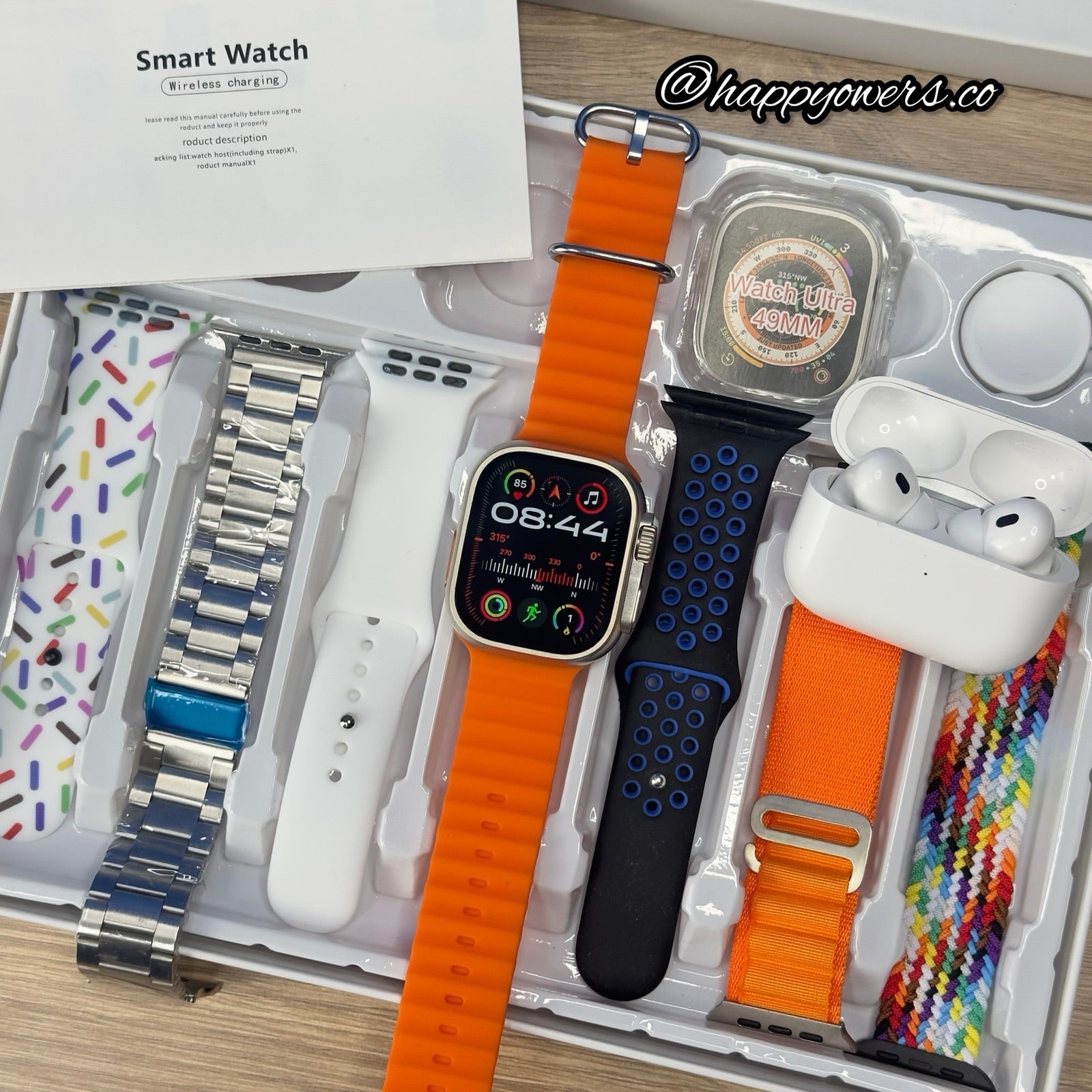 SMARTWATCH ULTRA MAX + AURICULARES + 7 CORREAS + CASE PROTECTOR
