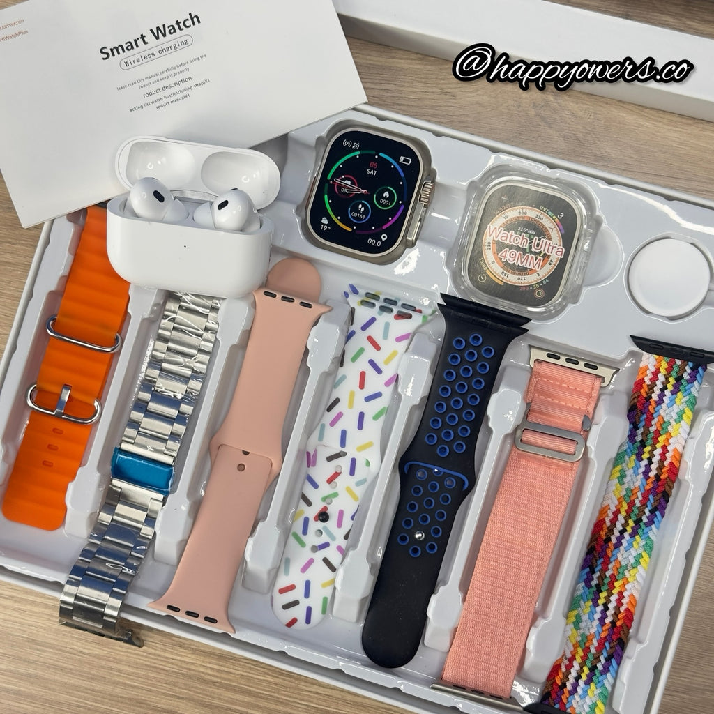 SMARTWATCH ULTRA MAX + AURICULARES + 7 CORREAS + CASE PROTECTOR