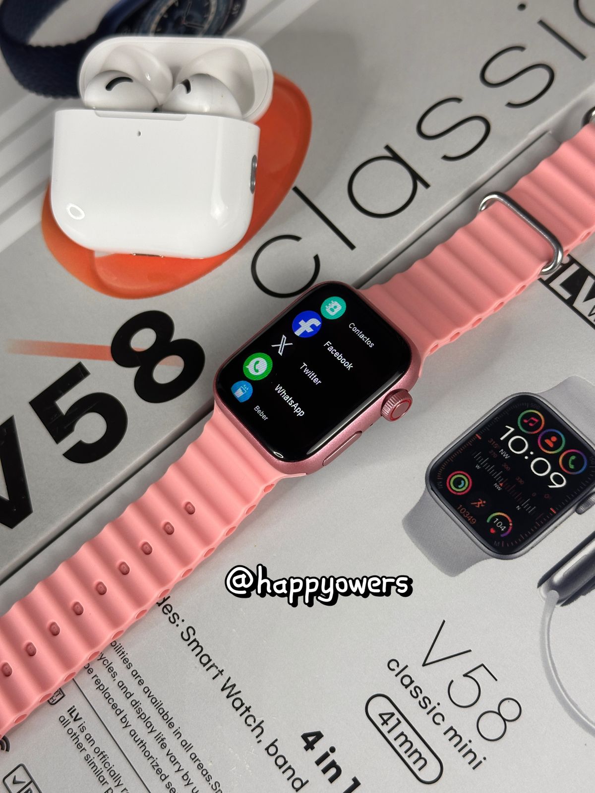 COMBO SMARTWATCH V58 CLASSIC | MINI 41 MM + 4 CORREAS + AIRPODS