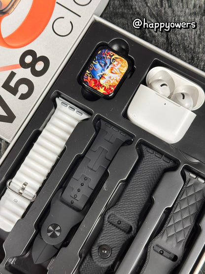 COMBO SMARTWATCH V58 CLASSIC | MINI 41 MM + 4 CORREAS + AIRPODS